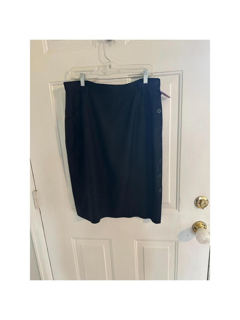 Vintage Jones New York Black Side-Button midi Pencil Skirt